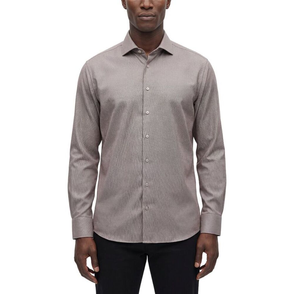 Eterna Mens  Twill Kent Shirt, Brown